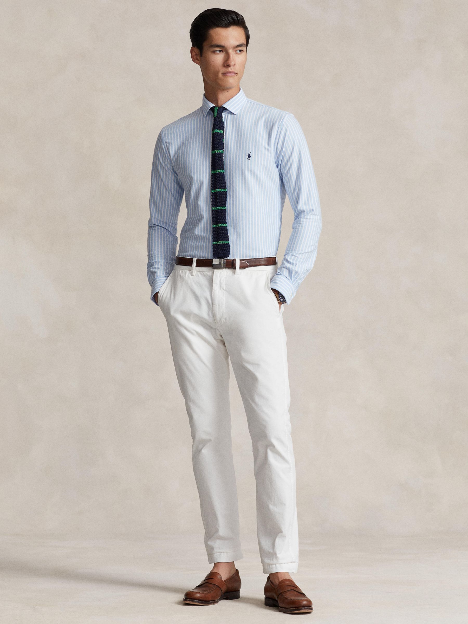 Polo Ralph Lauren Striped Jersey Shirt, Office Blue White, L