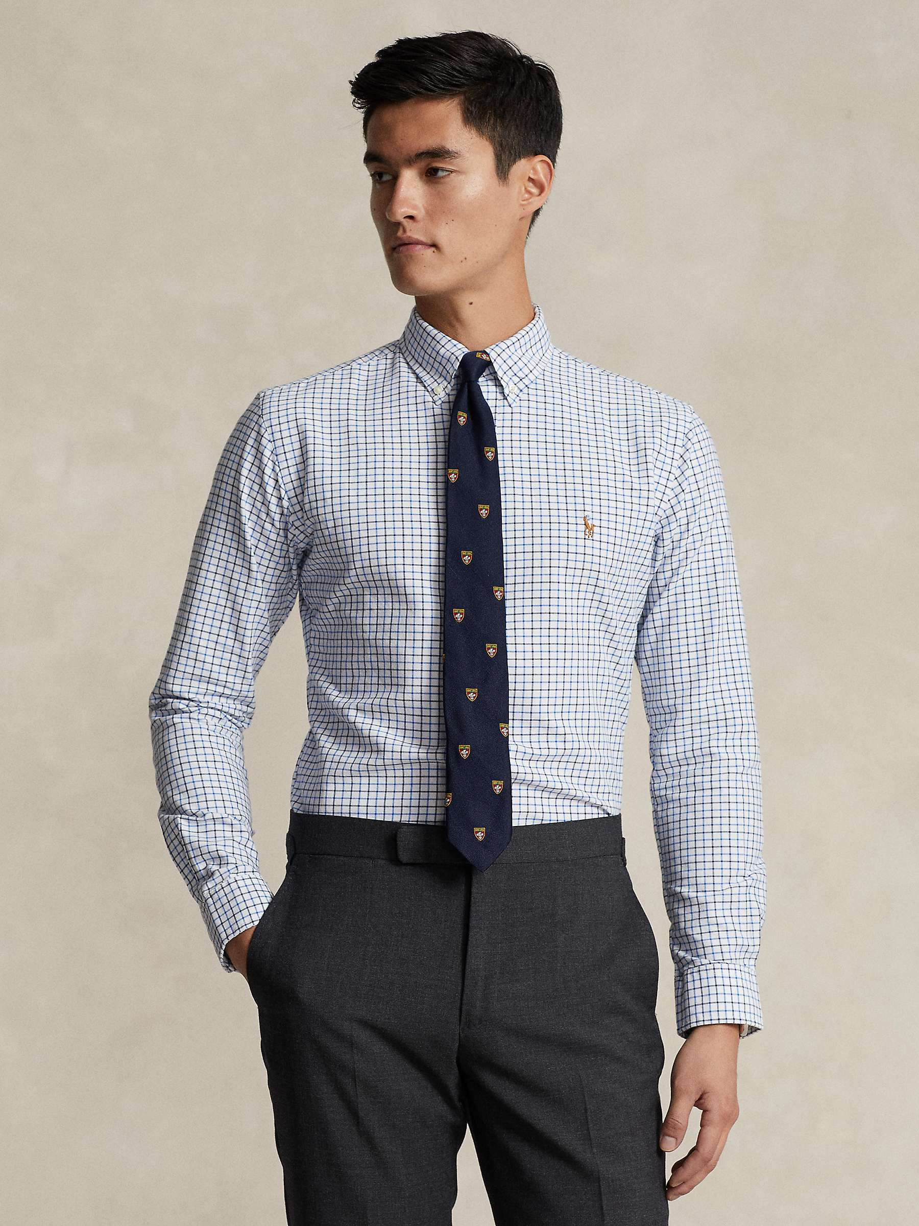 Polo Ralph Lauren Tailored Fit Tattersall Oxford Check Shirt, White ...