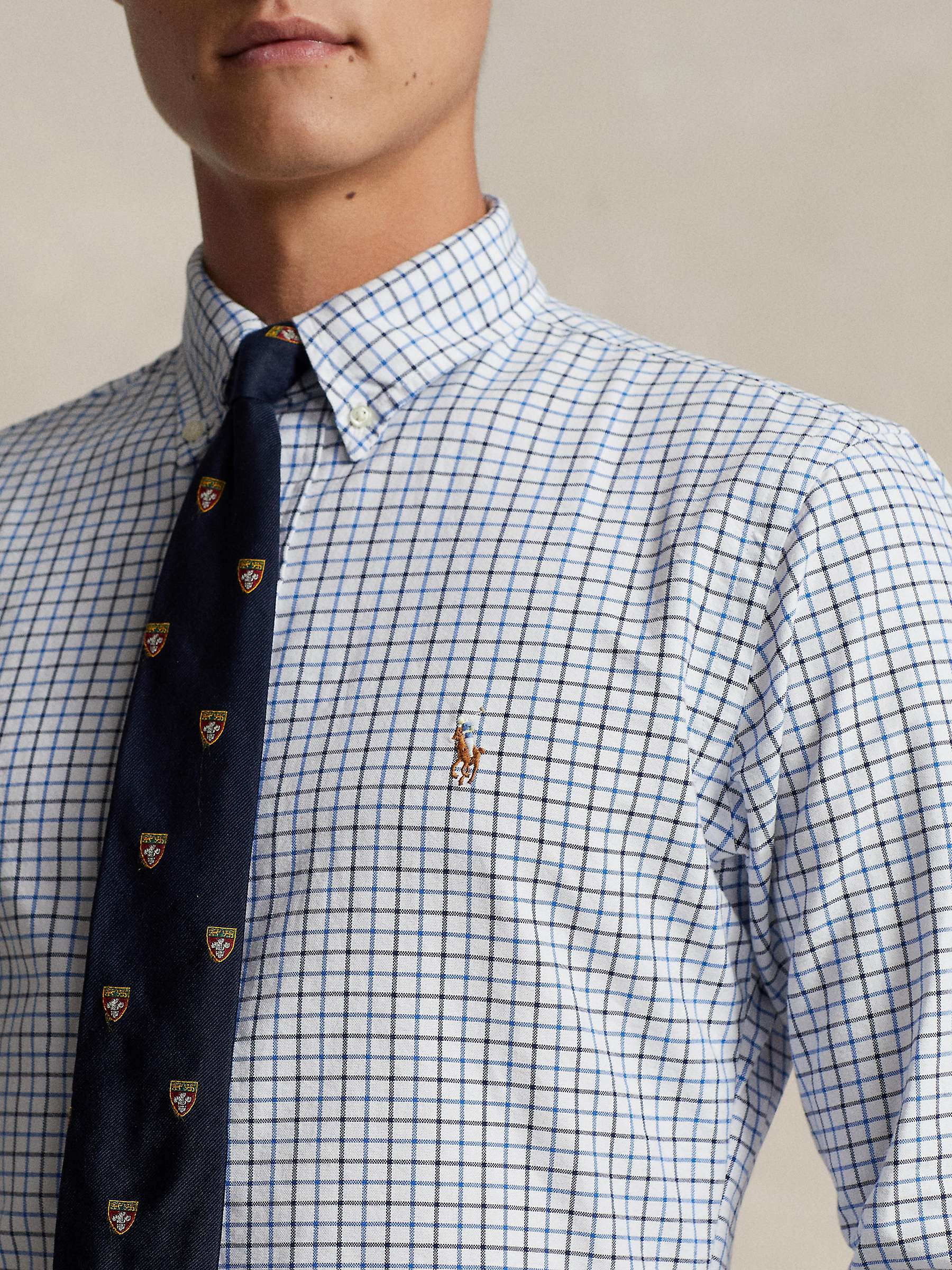 Buy Polo Ralph Lauren Tailored Fit Tattersall Oxford Check Shirt, White/Blue Online at johnlewis.com