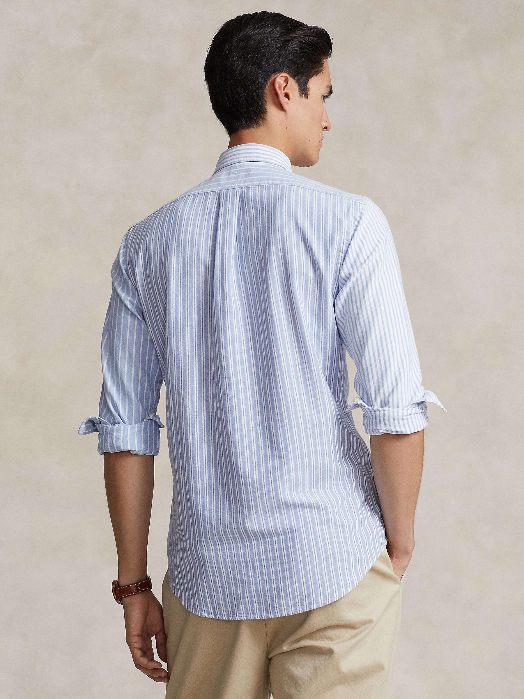 Buy Polo Ralph Lauren Custom Fit Striped Oxford Fun Shirt, Blue/White Online at johnlewis.com