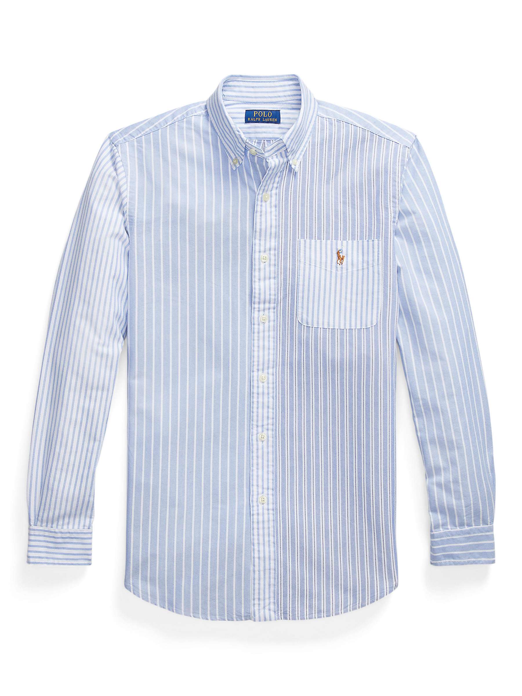 Buy Polo Ralph Lauren Custom Fit Striped Oxford Fun Shirt, Blue/White Online at johnlewis.com