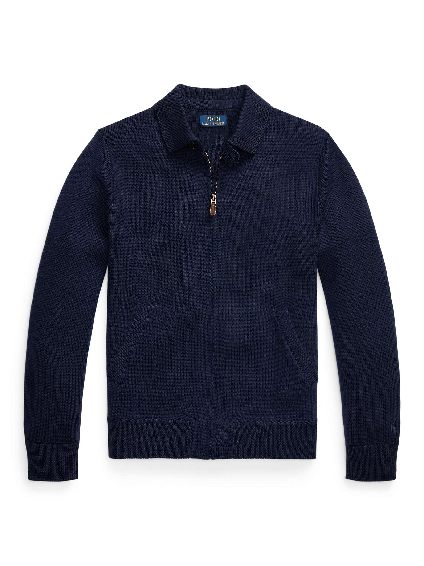 Buy Polo Ralph Lauren Wool Full-Zip Sweater, Hunter Navy Online at johnlewis.com
