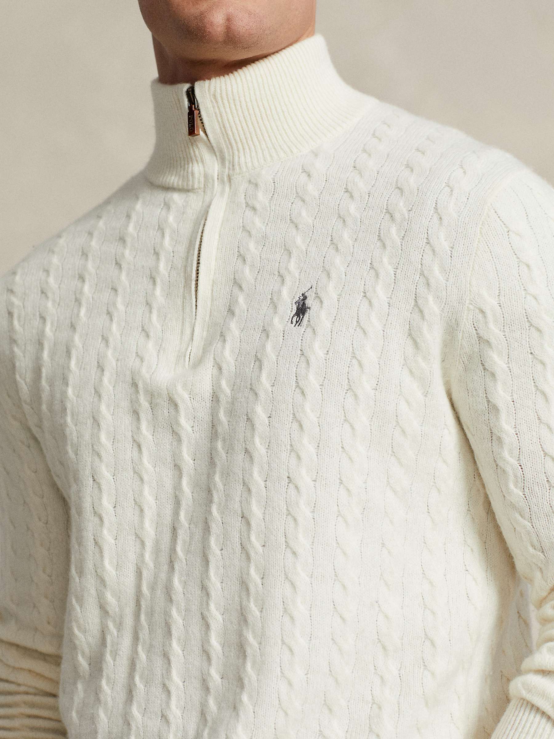 Buy Polo Ralph Lauren Wool Blend Cable Knit Quarter Zip Jumper Online at johnlewis.com