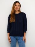 KAFFE Silja Rib Knit Jumper, Midnight Marine