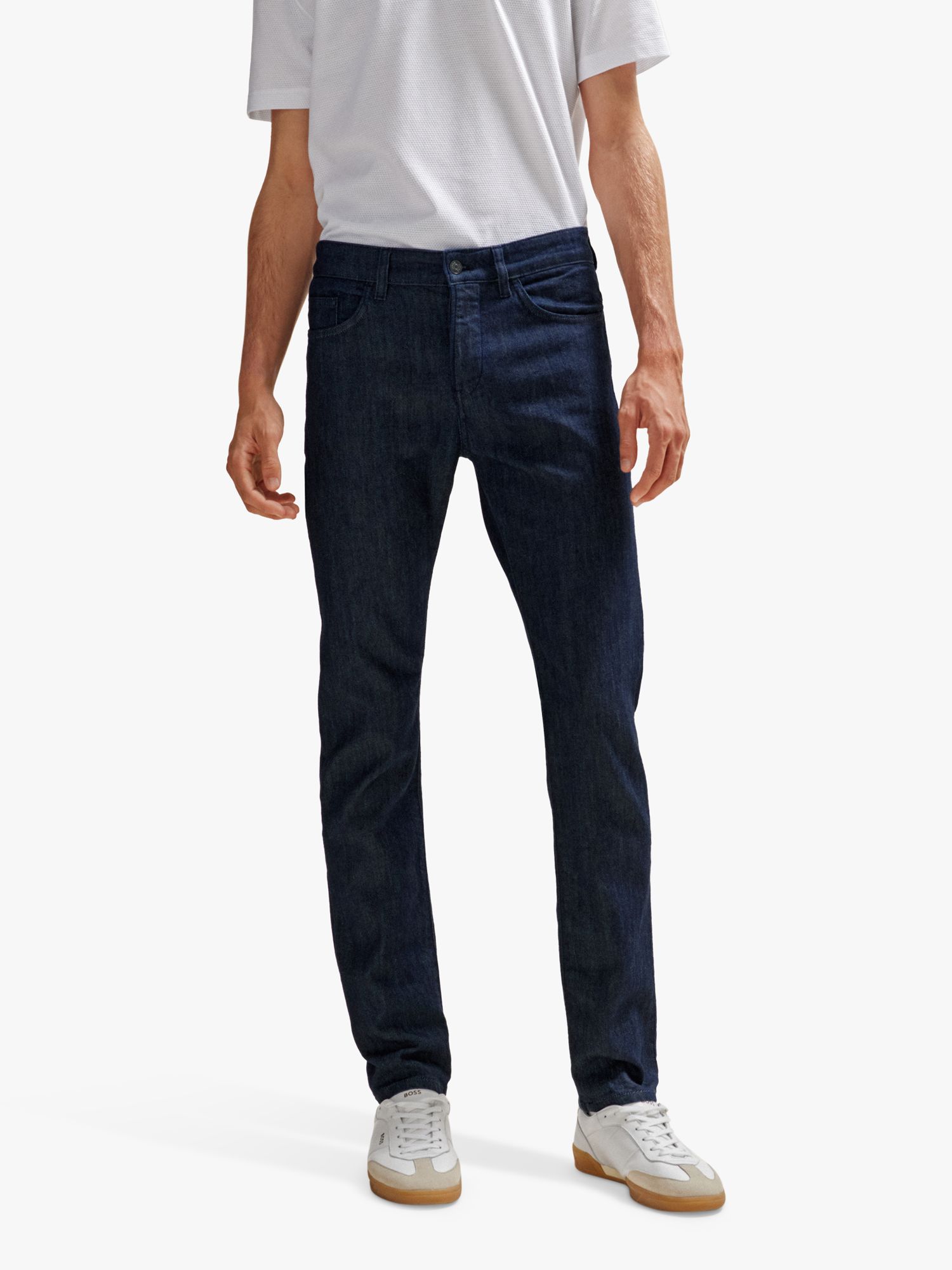 BOSS Delaware Slim Fit Jeans, Dark Blue at John Lewis & Partners