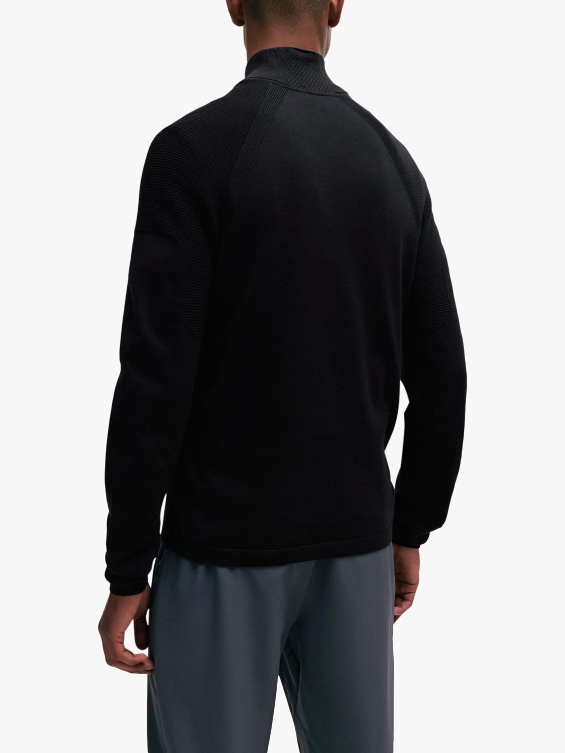 Buy BOSS Half Zip Thermo Flex Cotton Blend Knit Jumper, Black Online at johnlewis.com