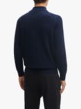 BOSS Ebrando Zip Collar Jumper, Dark Blue