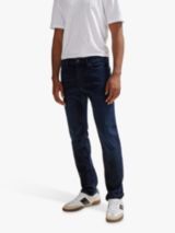 HUGO BOSS Maine Straight Cut Jeans, Medium Blue at John Lewis & Partners