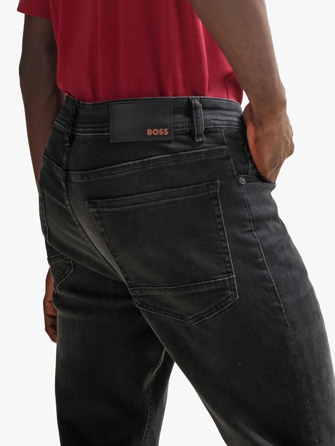 BOSS Taber Zip Tapered Jeans, Dark Grey, 38XL