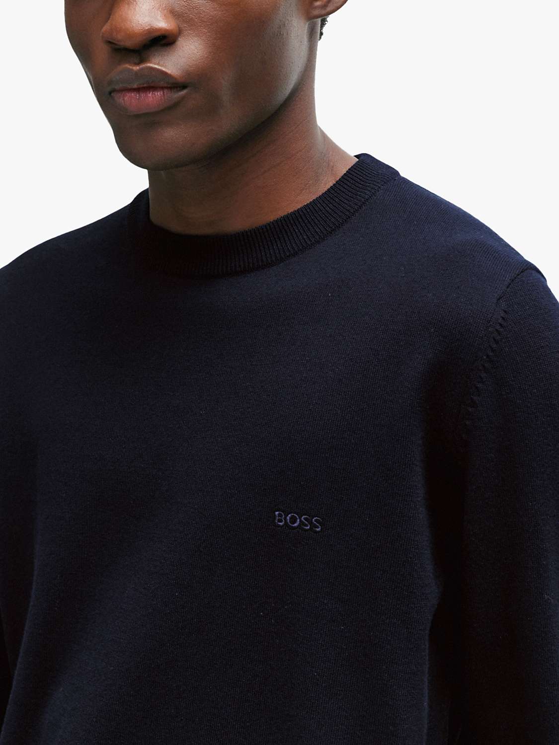 Buy BOSS Pacas Cotton Sweatshirt, Navy Online at johnlewis.com
