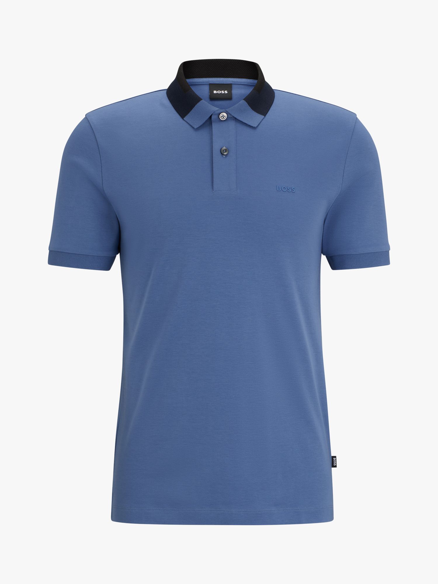 BOSS Phillipson Cotton Polo Shirt, Blue at John Lewis & Partners
