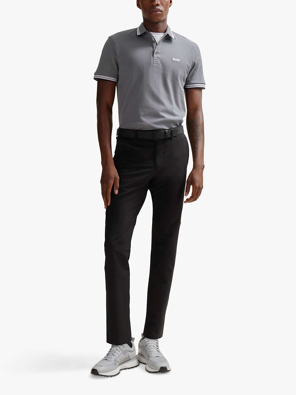 Buy BOSS Paddy Pique Short Sleeve Polo Shirt, Grey Online at johnlewis.com