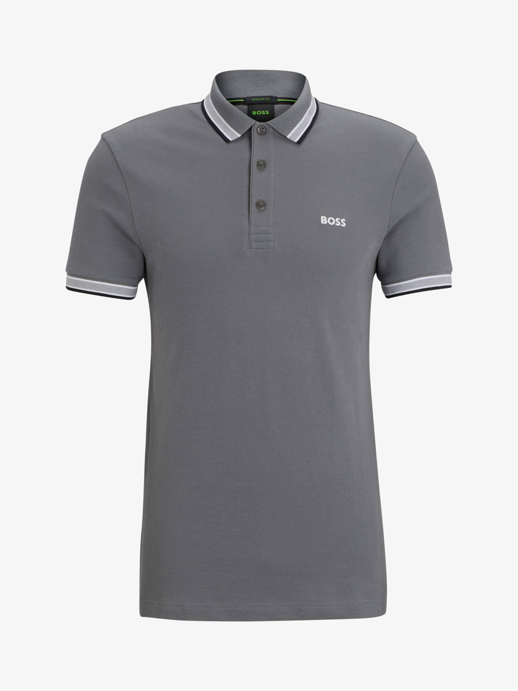 BOSS Paddy Pique Short Sleeve Polo Shirt, Grey, XXXL