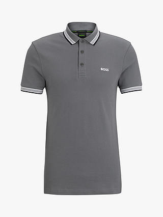 BOSS Paddy Pique Short Sleeve Polo Shirt, Grey