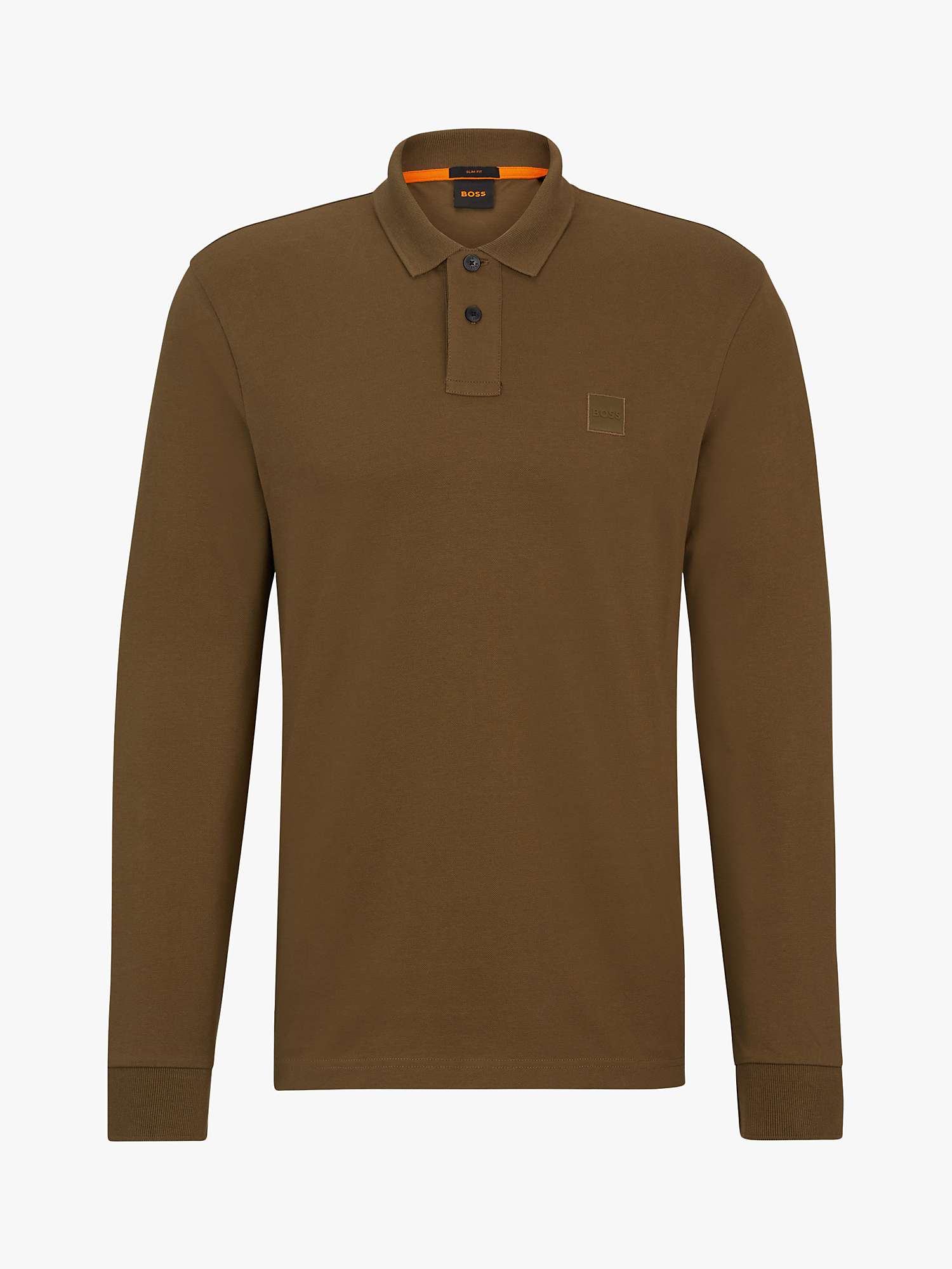 Buy BOSS Passerby 368 Long Sleeve Polo Shirt, Green Online at johnlewis.com
