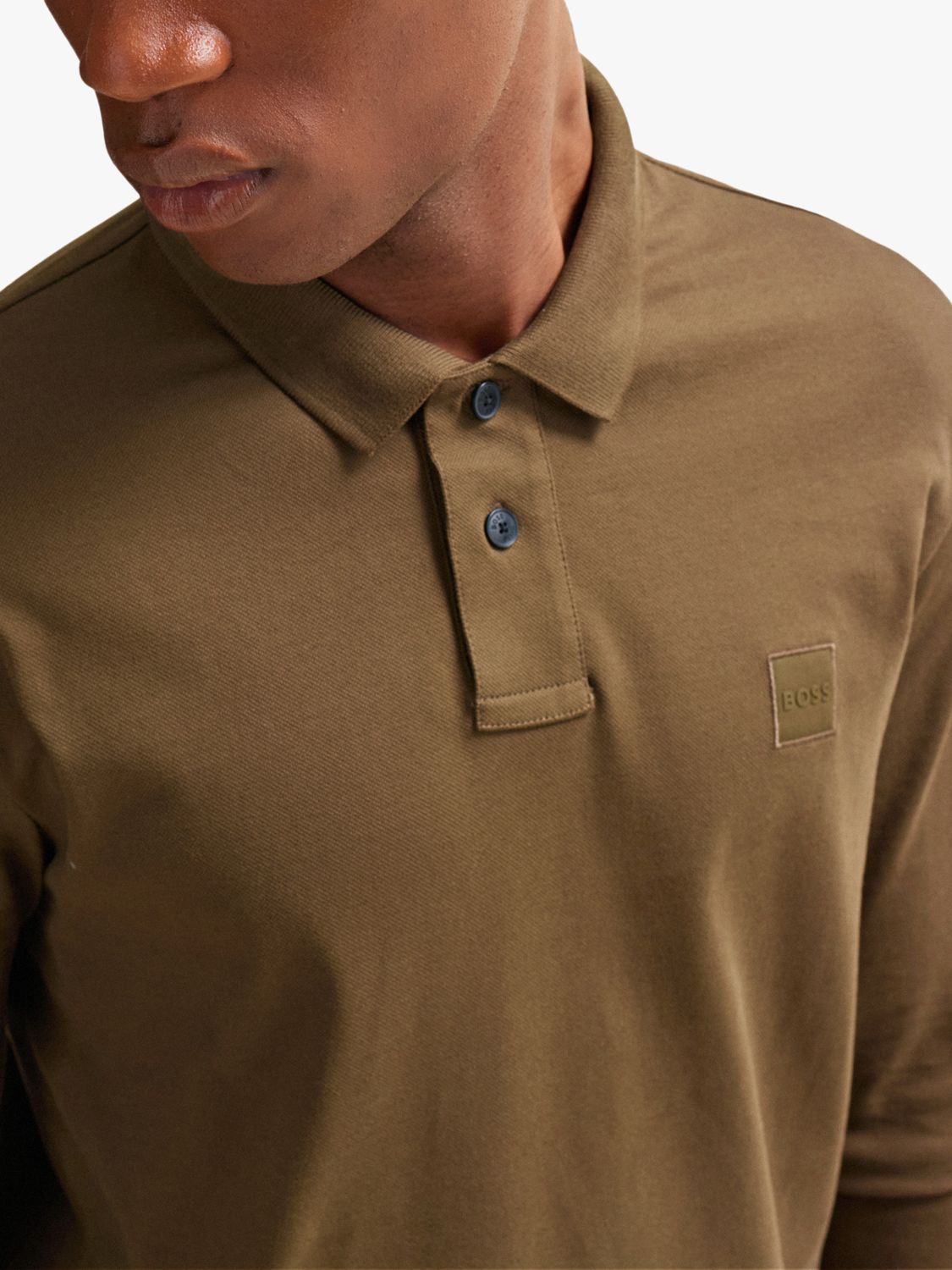 BOSS Passerby 368 Long Sleeve Polo Shirt, Green, XXL