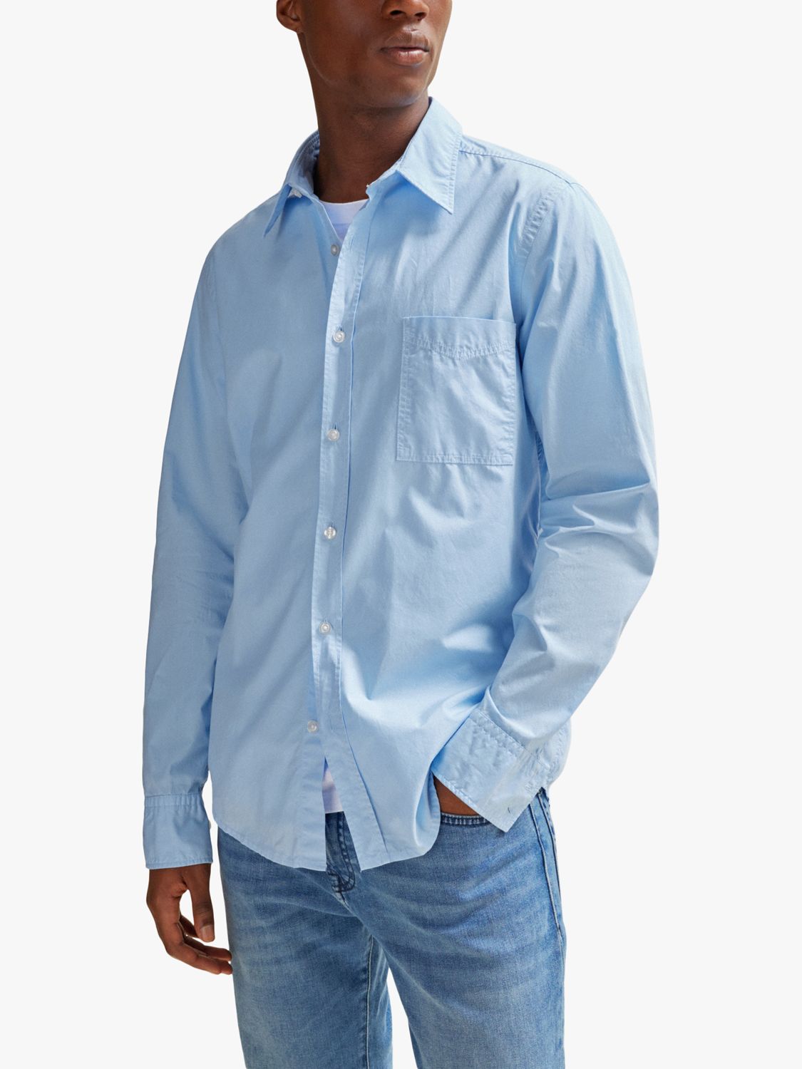 BOSS Relegant Long Sleeve Shirt, Open Blue at John Lewis & Partners