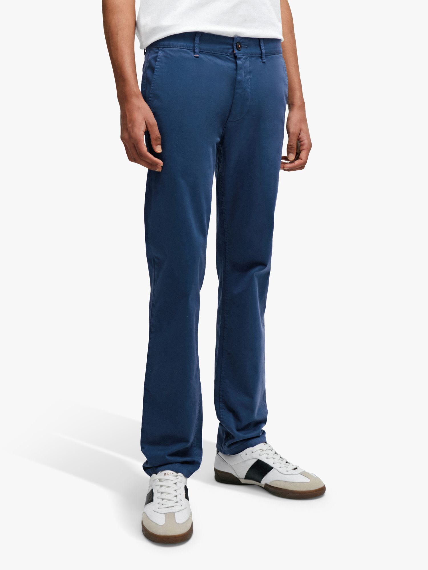 BOSS Slim Fit Comfort Stretch Chinos, Navy at John Lewis & Partners