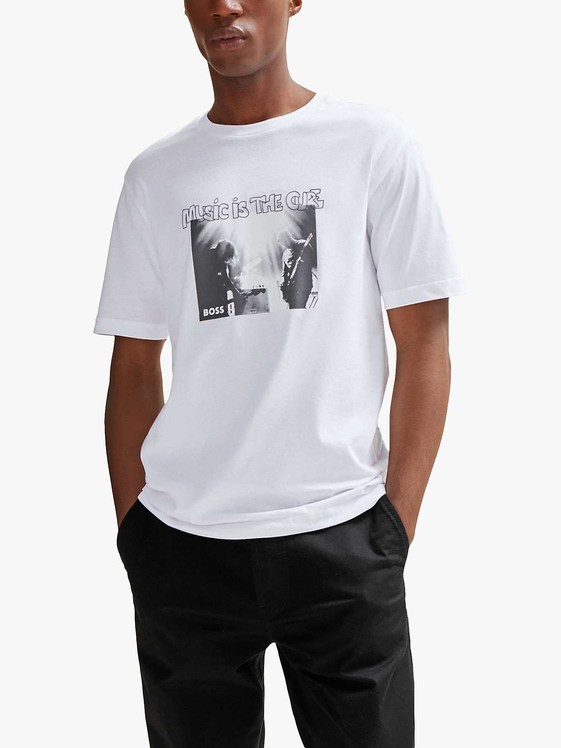 Buy BOSS TeScorpion 101 Natural T-Shirt, White/Black Online at johnlewis.com