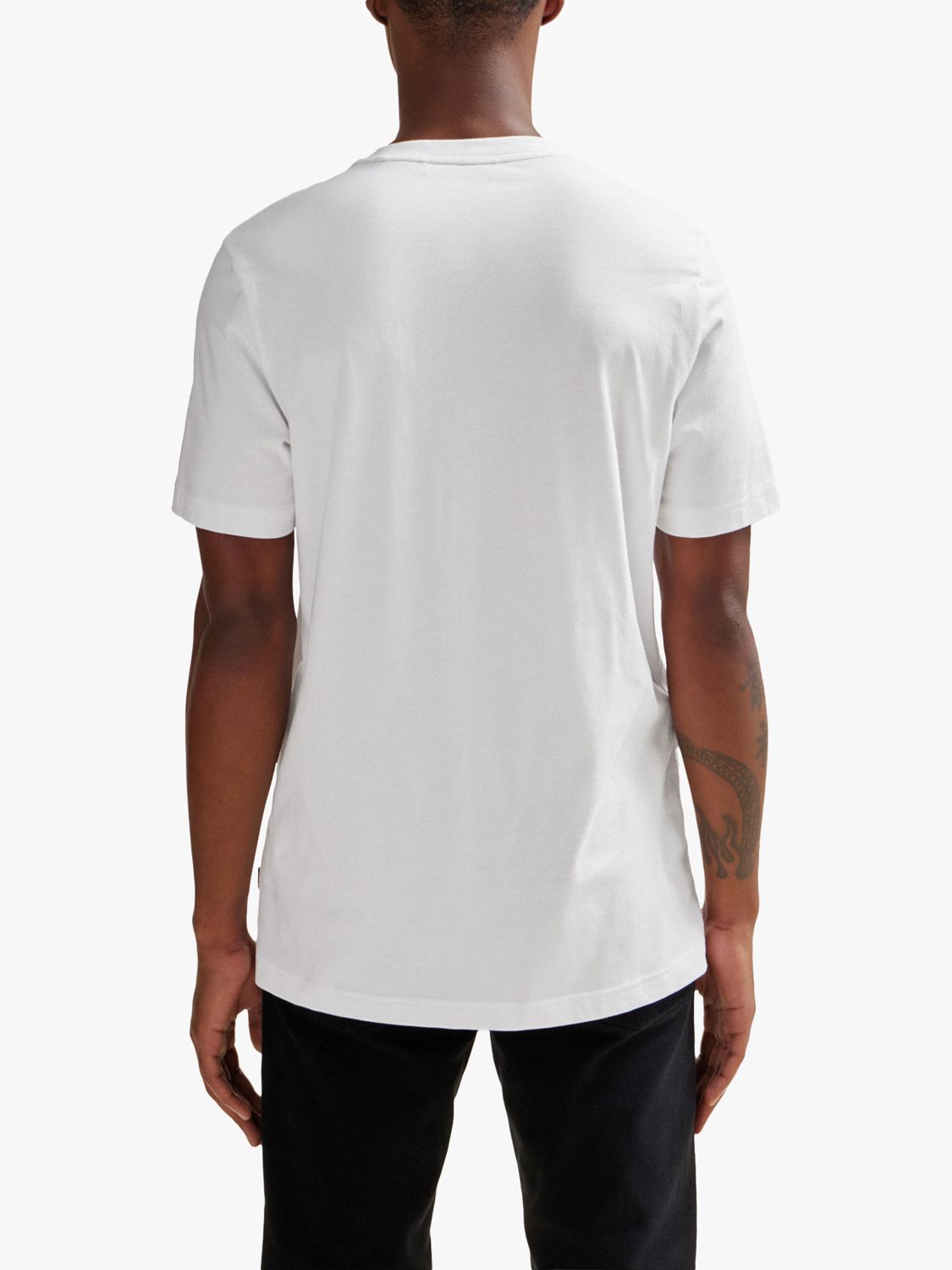 BOSS Tartan Logo Cotton T-Shirt, White/Mutli at John Lewis & Partners