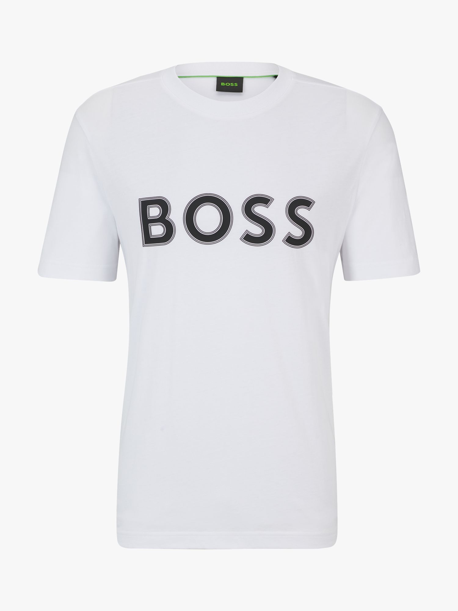 BOSS Large Logo Cotton T-Shirt, White at John Lewis & Partners