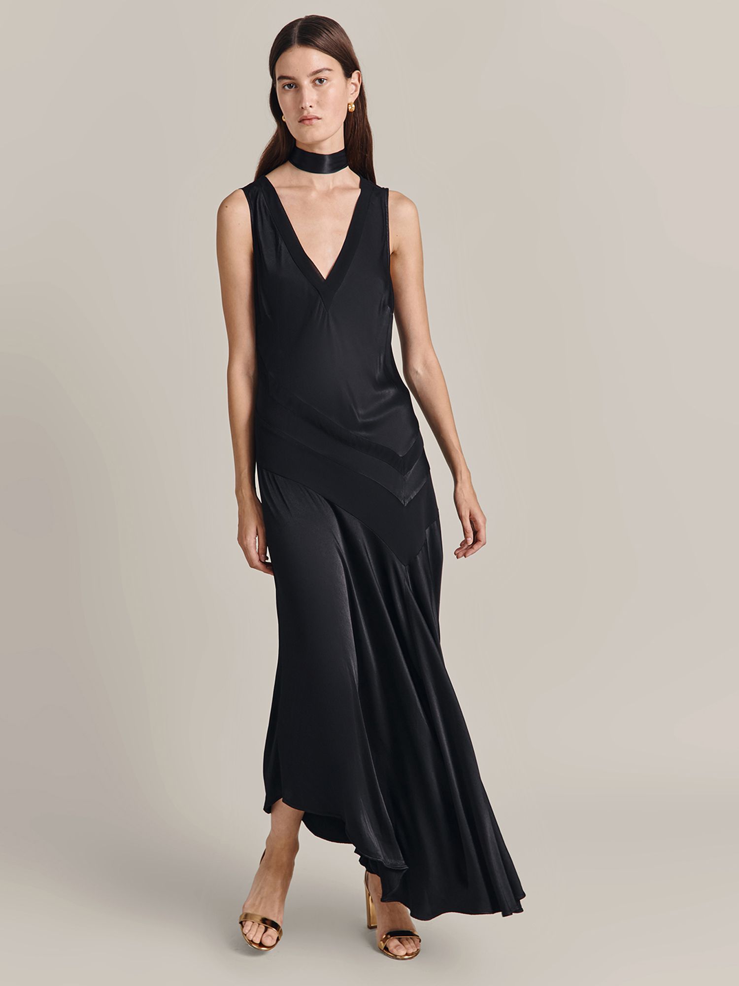 Ghost Addison Maxi Dress, Black at John Lewis & Partners