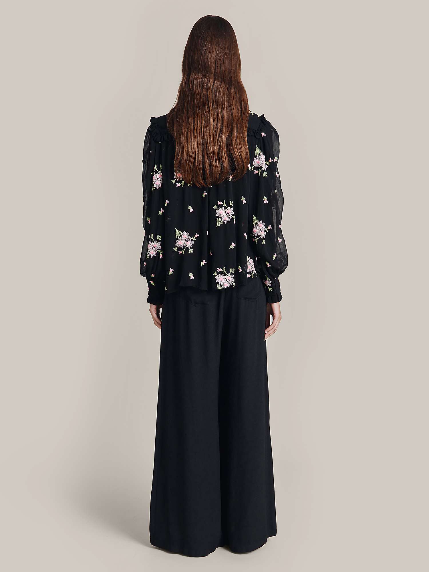 Buy Ghost Josie Embroidered Blouse, Black Poppy Online at johnlewis.com