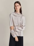 Ghost Sienna Drape Satin Blouse, Beige