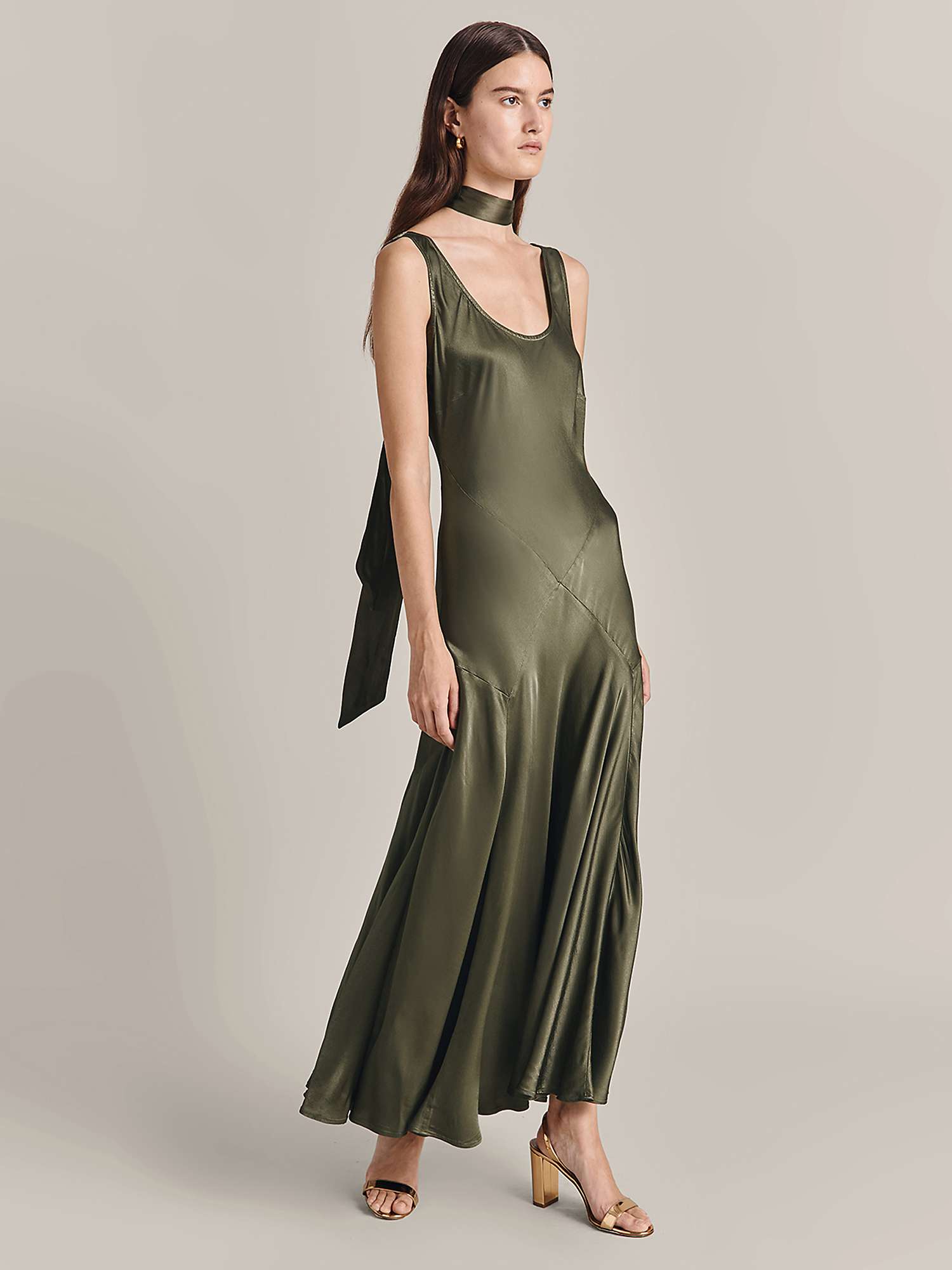 Buy Ghost Maisie Sleeveless Satin Maxi Dress Online at johnlewis.com