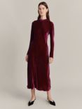 Ghost Selena Velvet Midi Dress, Magenta