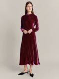 Ghost Selena Velvet Midi Dress, Magenta