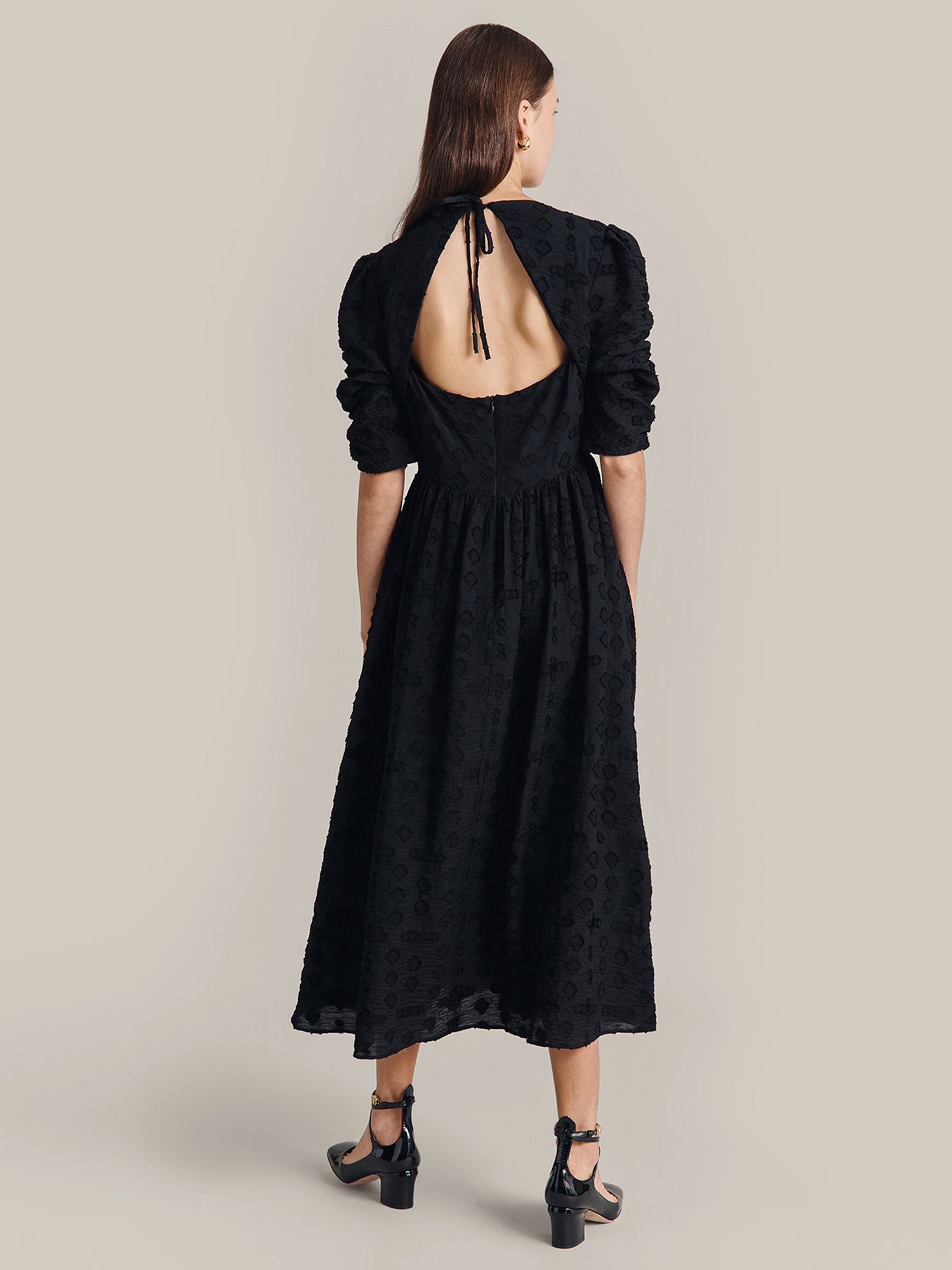 Ghost Corinne Midi Dress, Black at John Lewis & Partners