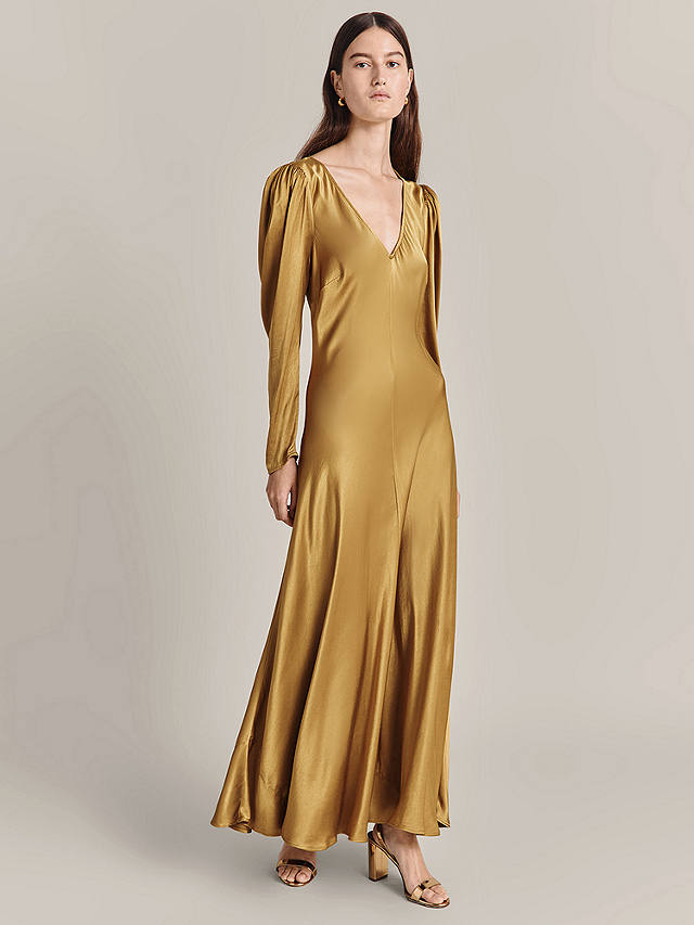 Ghost Etta Satin Dress, Gold