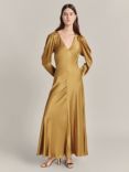Ghost Etta Satin Dress, Gold, Gold