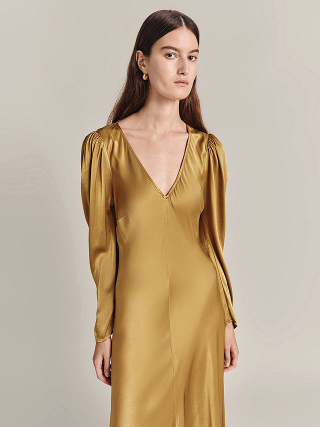 Ghost Etta Satin Dress, Gold