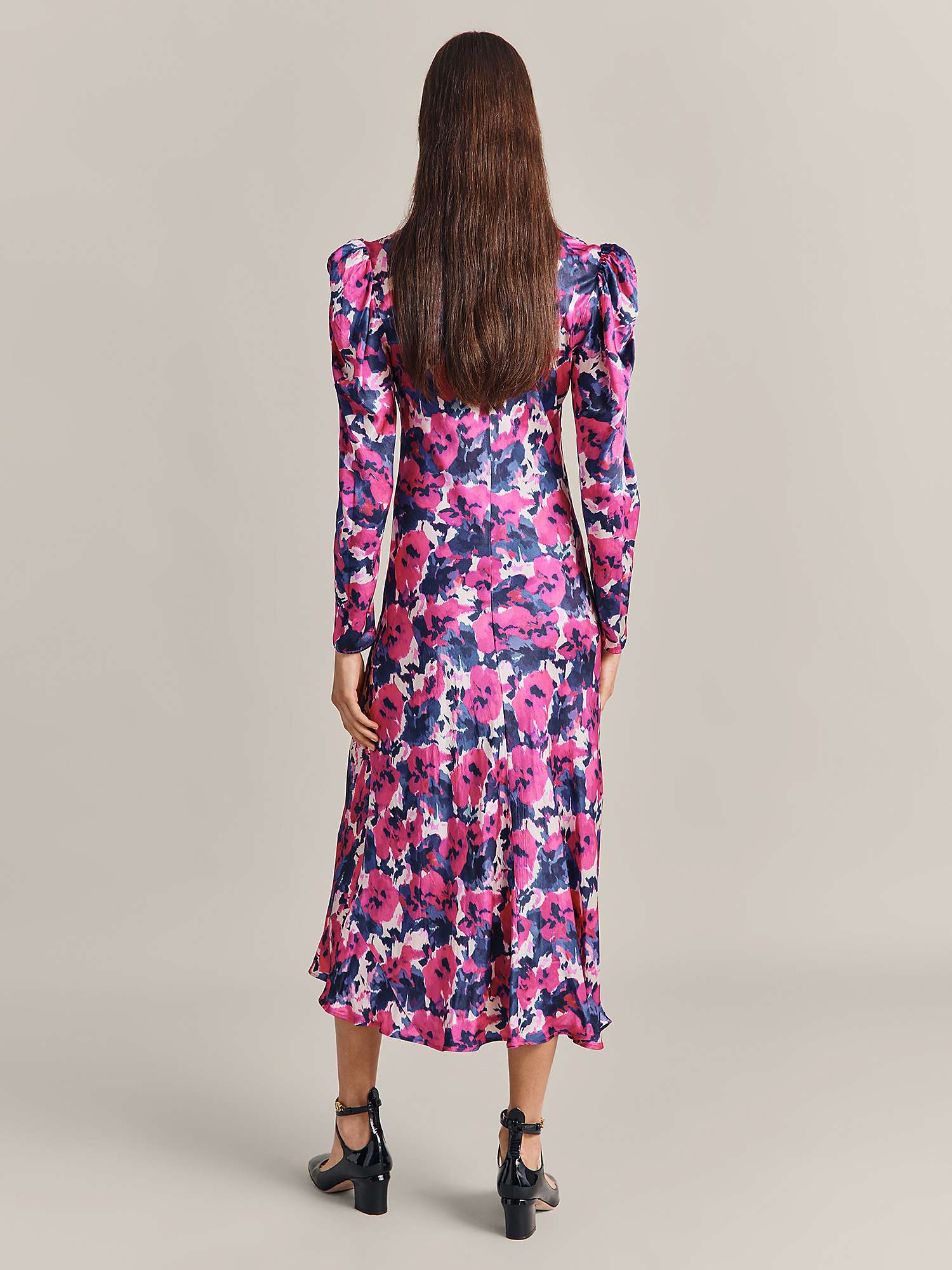 Buy Ghost Harper Midi Dress, Pink/Multi Online at johnlewis.com