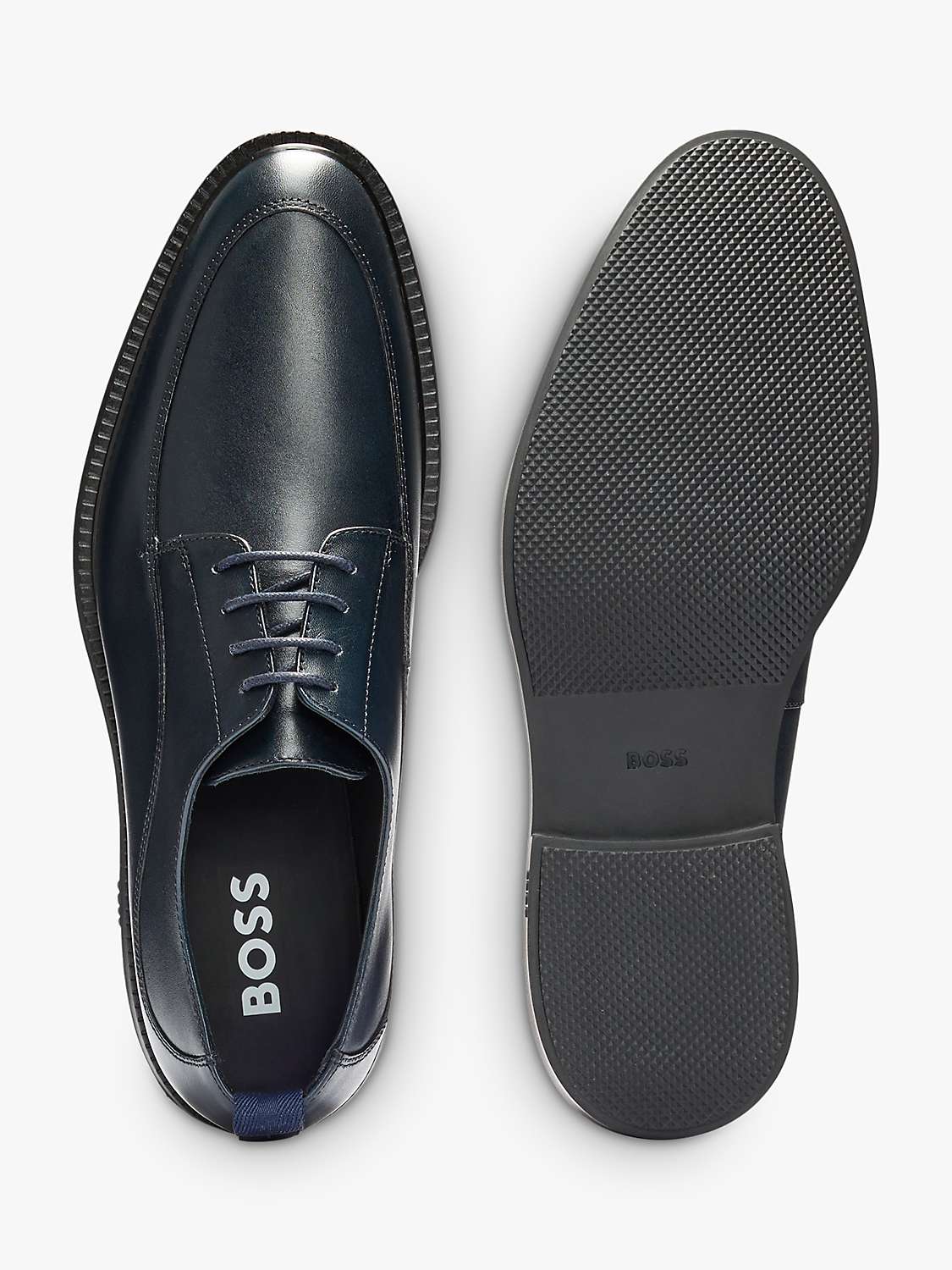 Buy BOSS Larry Derby Leather Shoes, Dark Blue Online at johnlewis.com