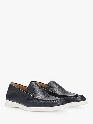 BOSS Sienne Leather Moccasin Loafers, Dark Blue
