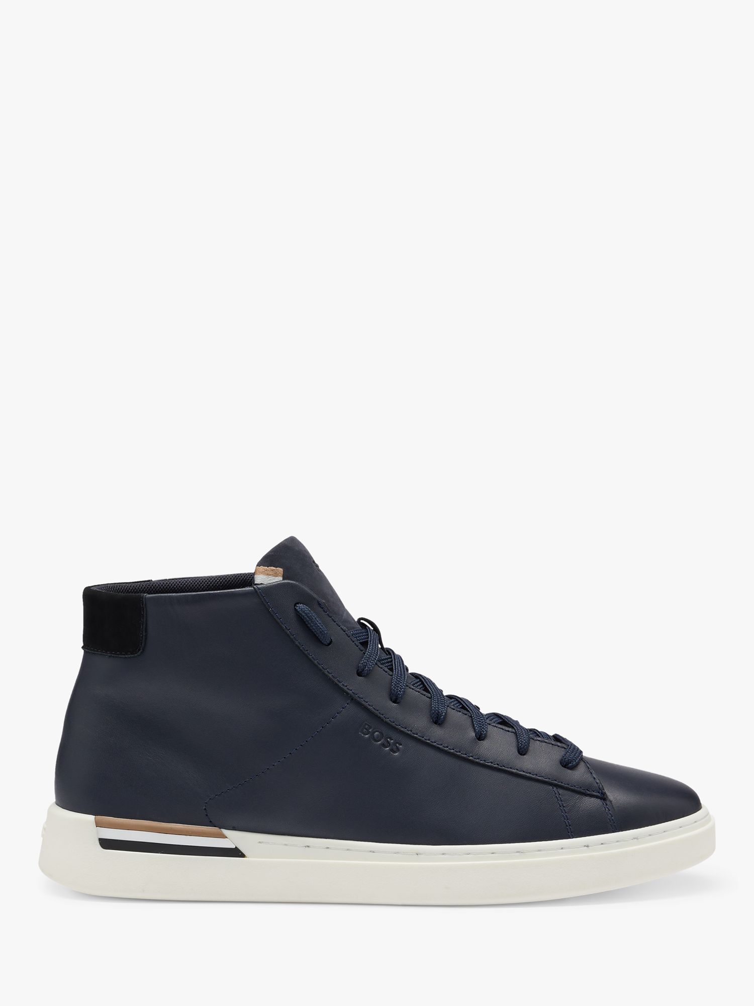 BOSS Clint Hito High-Top Trainers, Navy at John Lewis & Partners