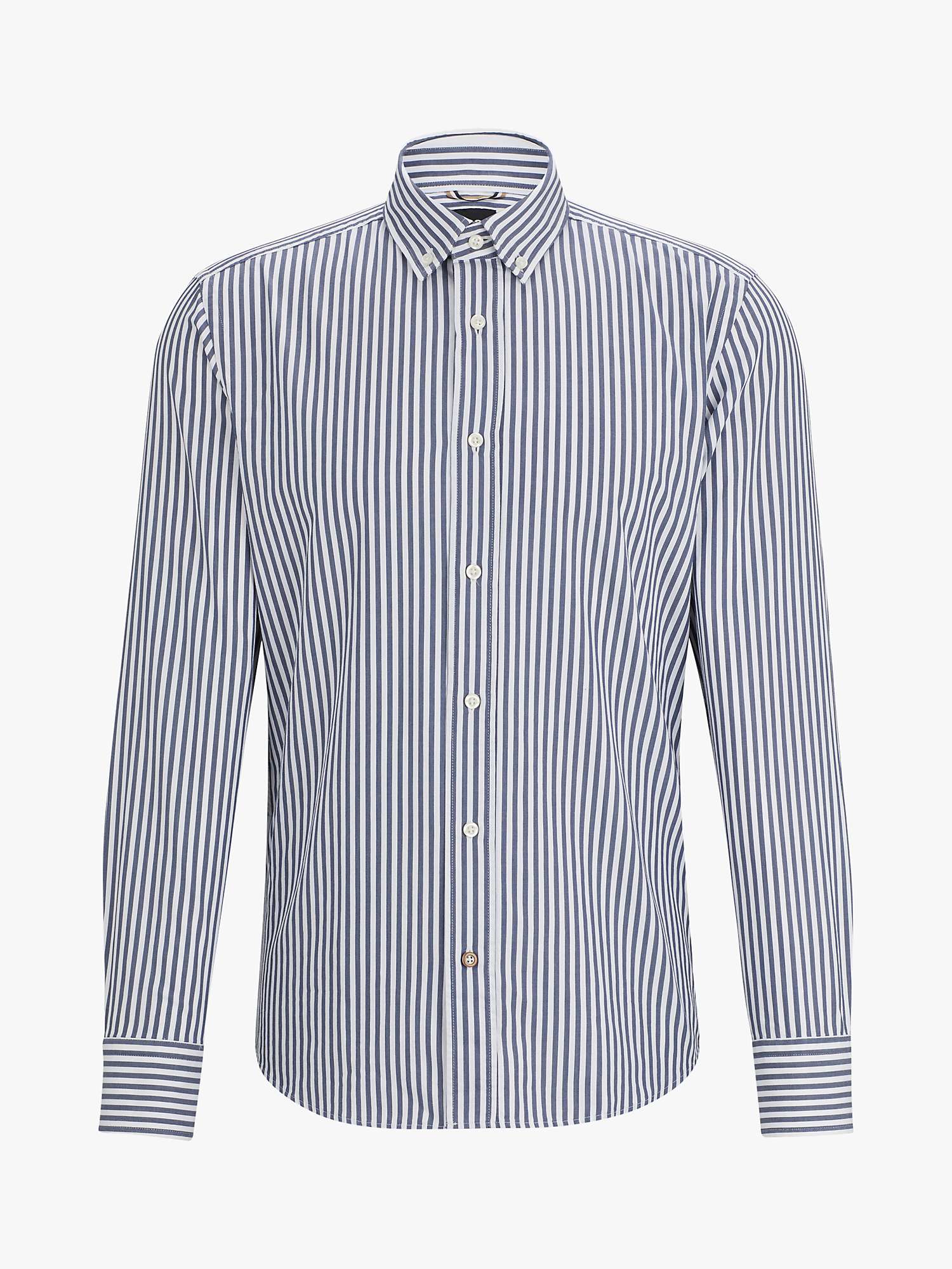Buy BOSS C-Hal Stripe Long Sleeve Shirt, Open Blue Online at johnlewis.com
