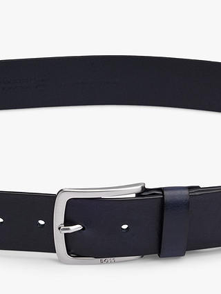 BOSS Leather Belt, Dark Blue