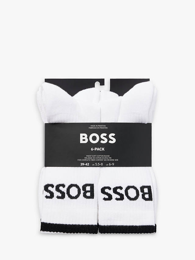 BOSS Sportive Quarter Socks, Pack of 6, White