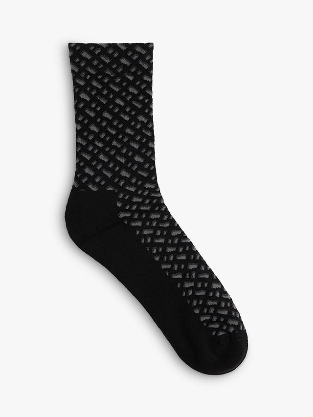 BOSS Quarter Rib Monogram Socks, Black