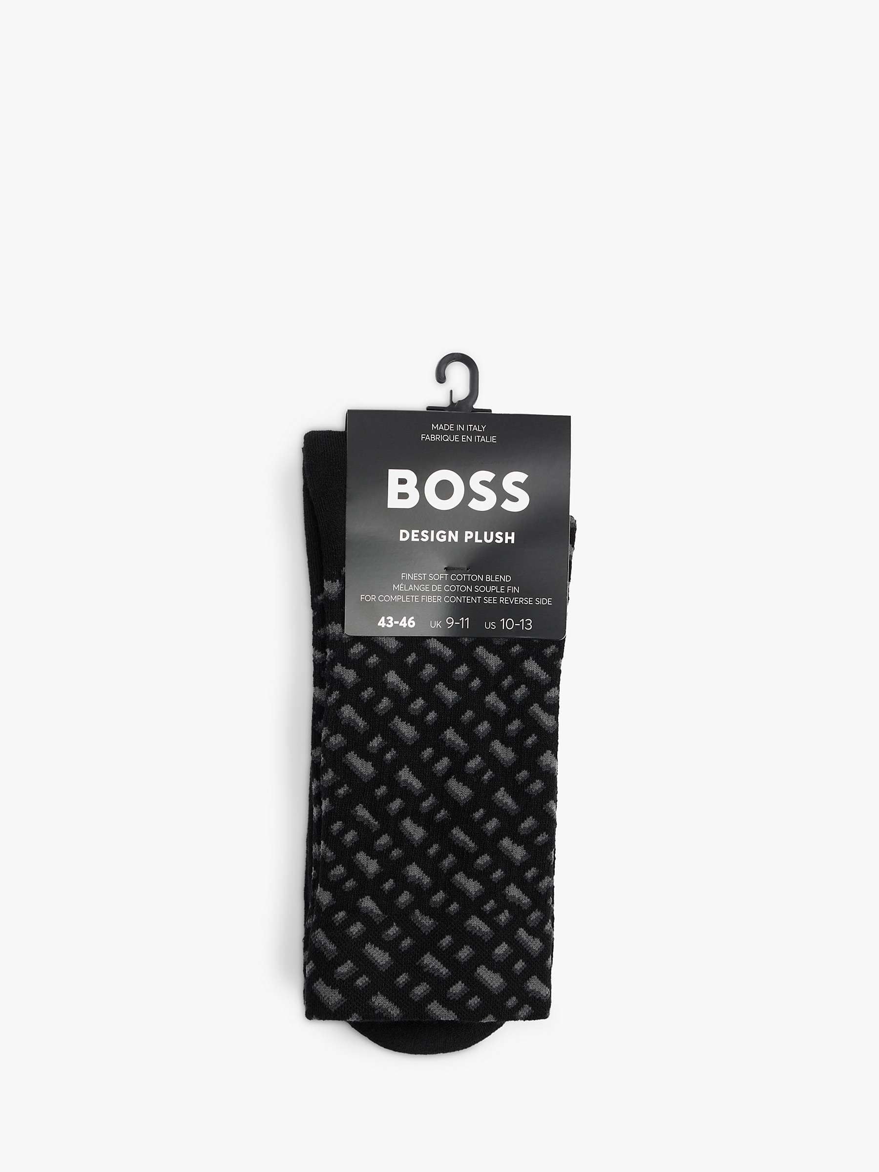 Buy BOSS Quarter Rib Monogram Socks, Black Online at johnlewis.com
