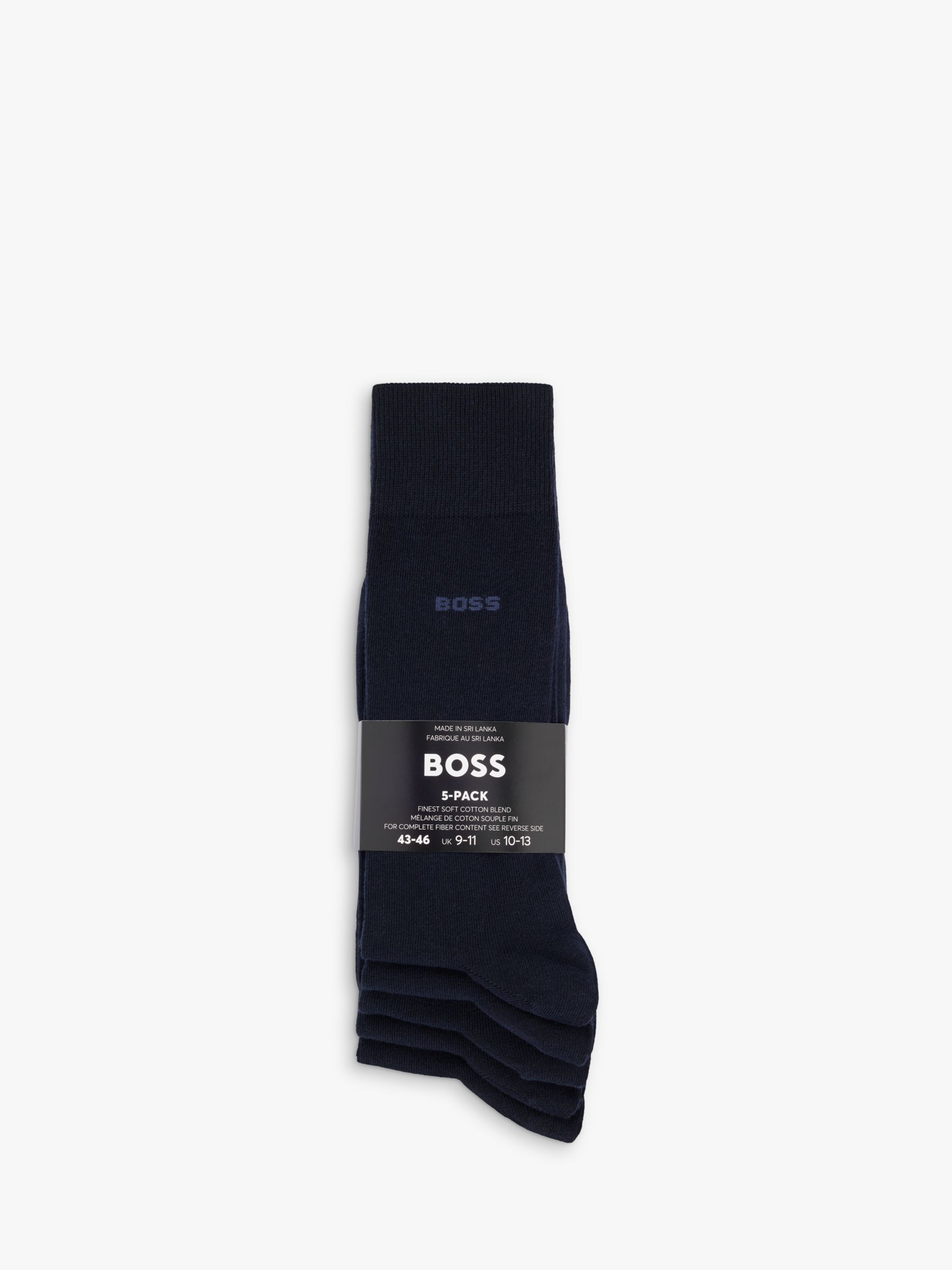 Buy BOSS Solid Color Socks, Pack of 5, Dark Blue Online at johnlewis.com