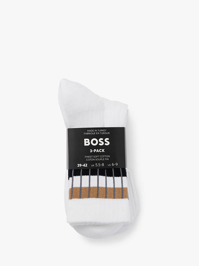 BOSS Sportive Stripe Socks, Pack of 3, White
