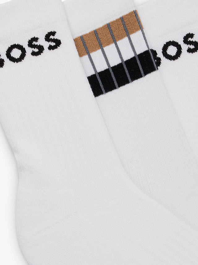 BOSS Sportive Stripe Socks, Pack of 3, White