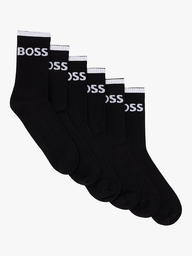 BOSS Sportive Quarter Socks, Pack of 6, Black