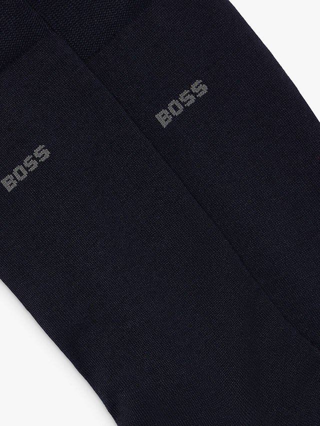 BOSS Tom Logo Socks, Pack of 2, Dark Blue