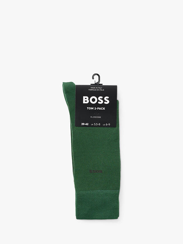 BOSS Tom Logo Socks, Pack of 2, Open Green